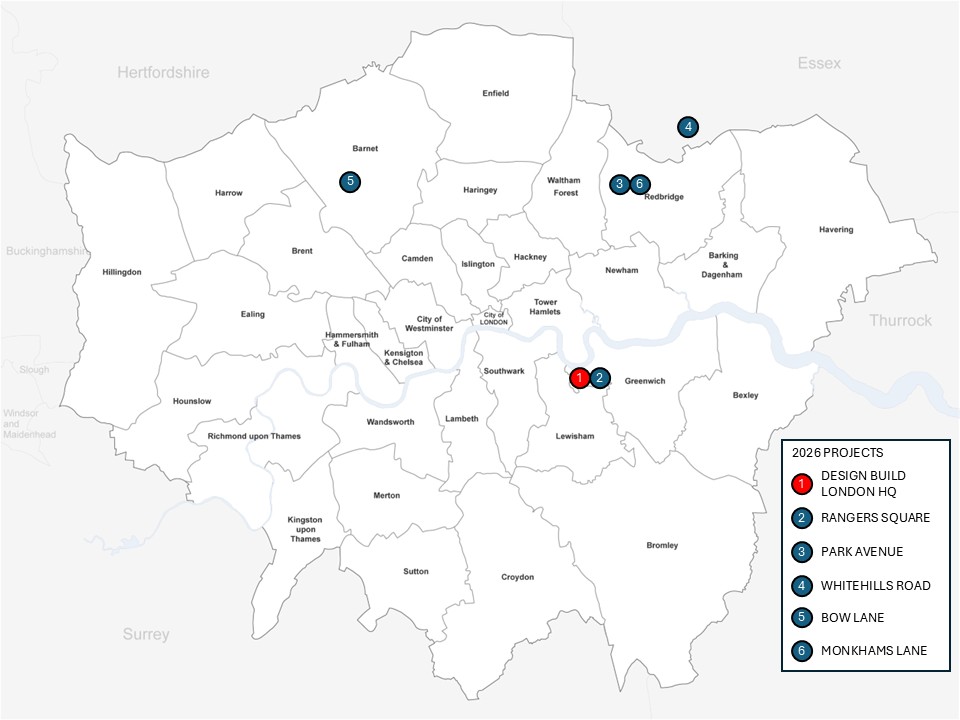 Map of London boroughs Design Build London serves