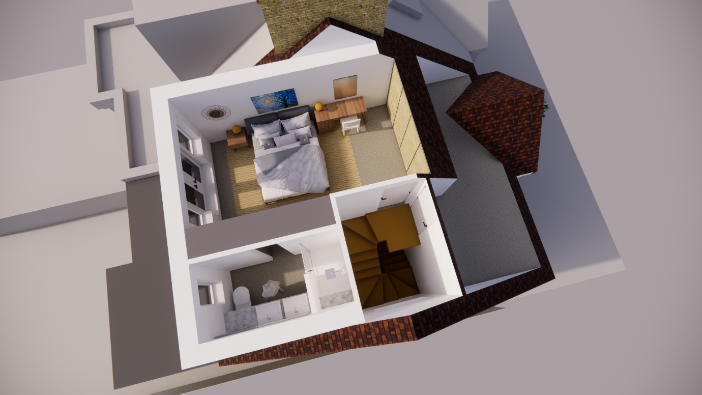 Rear dormer loft conversion in Finchley converted into a main bedroom suite with ensuite shower room
